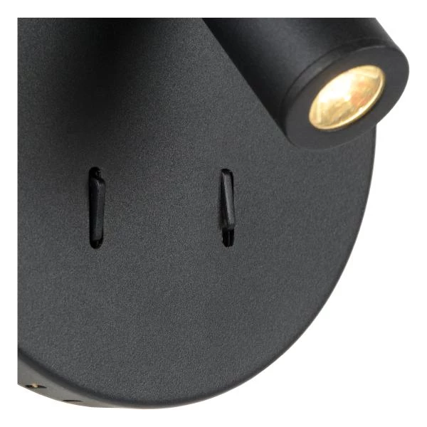 Lucide BENTJER - Bedlamp / Wandlamp - Ø 14 cm - LED - 3000K - Zwart - detail 3